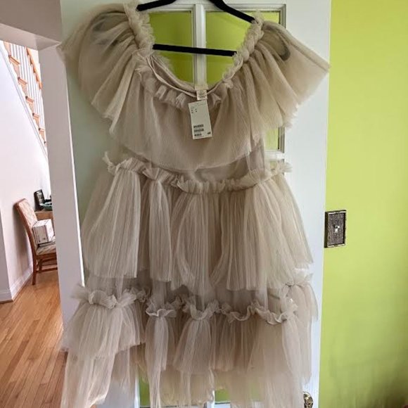 H&M Tulle Ruffle Dress NWT Size Small - Picture 2 of 5